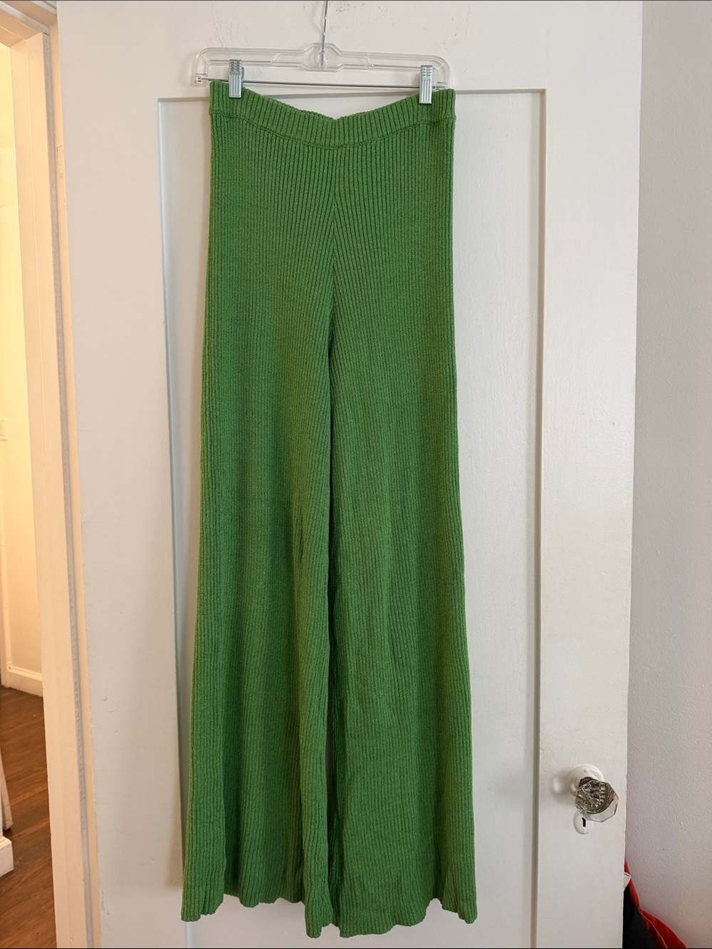 Staud Green Knit Wide-Leg Pants